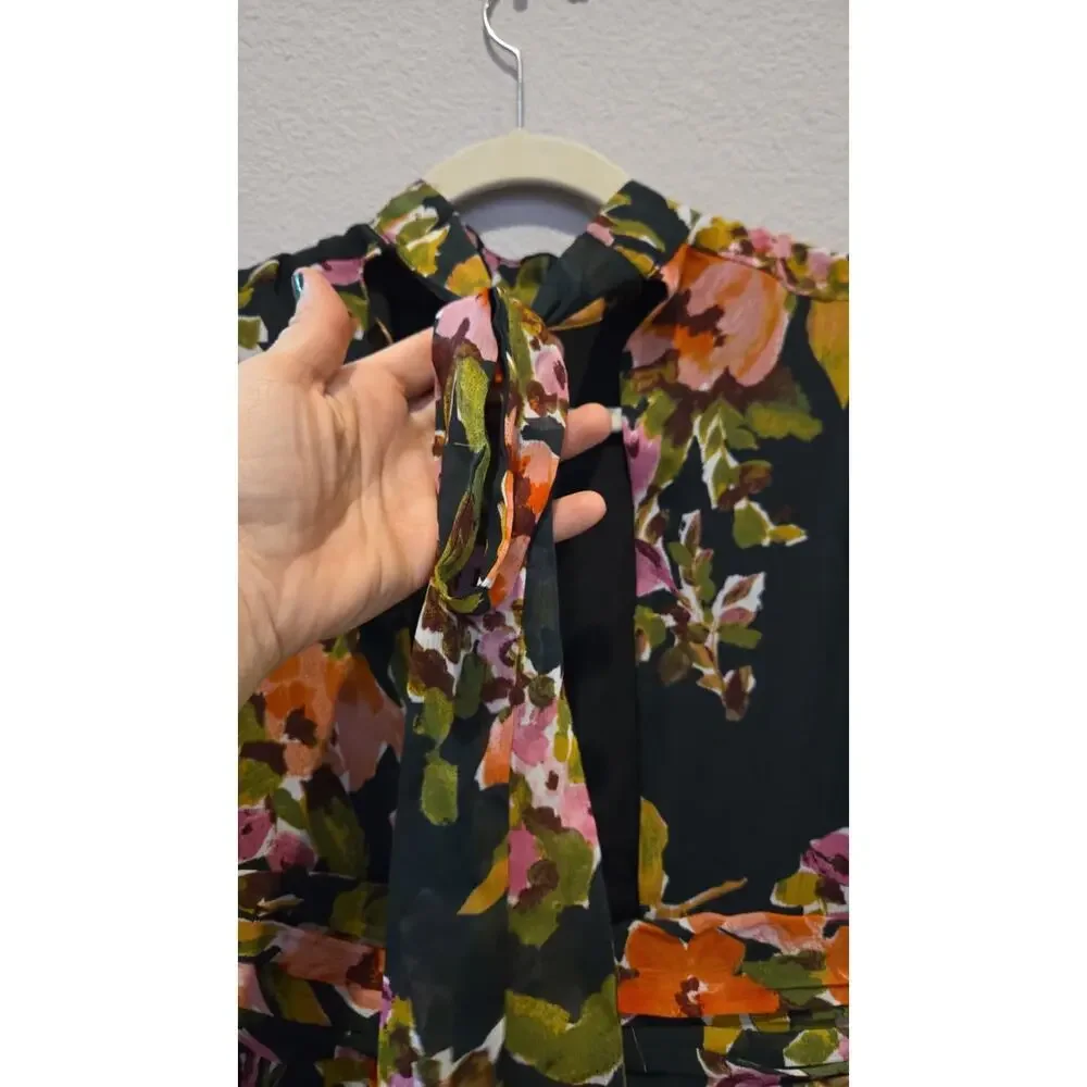 AQUA Women's Floral Deep Green Maxi Dress S Off Shoulder Long Sleeve Romantic - Picture 13 of 15